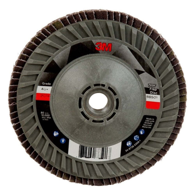 3M 7100243779 Flap Disc 769F, 40+, T29 Quick Change, 5 in x 5/8 in-11