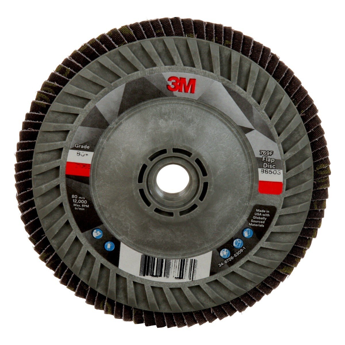3M 769F Flap Disc, T27 Quick Change, 80+, Purple, 5 in x 5/8 in-11 (7100243782) (250Pack)