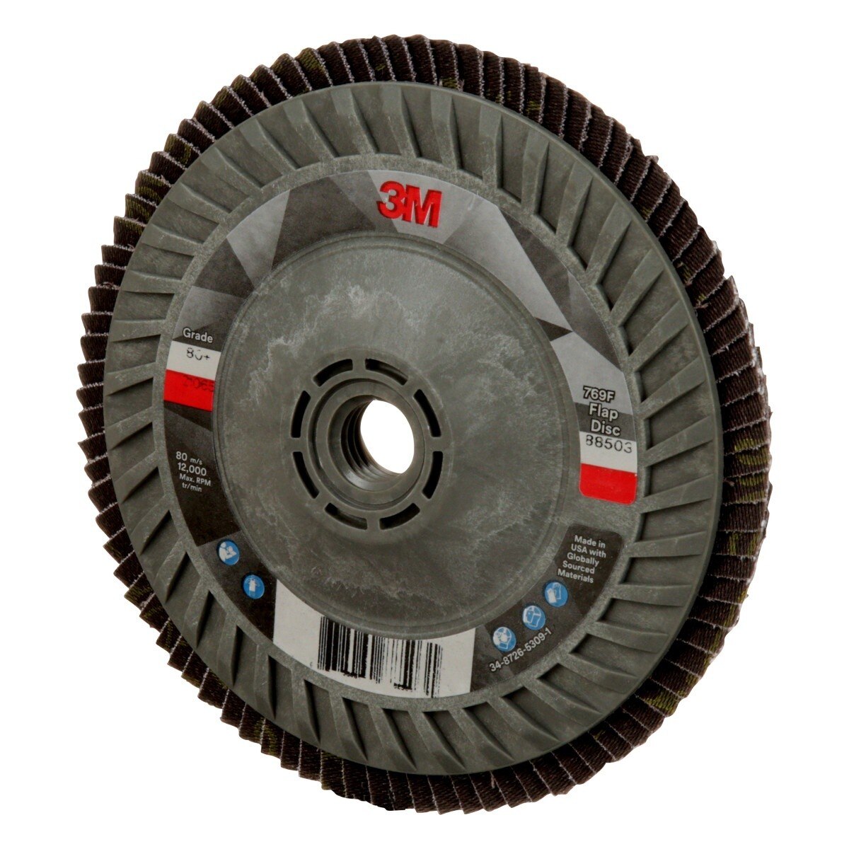 3M 769F Flap Disc, T27 Quick Change, 80+, Purple, 5 in x 5/8 in-11 (7100243782) (250Pack) - 5