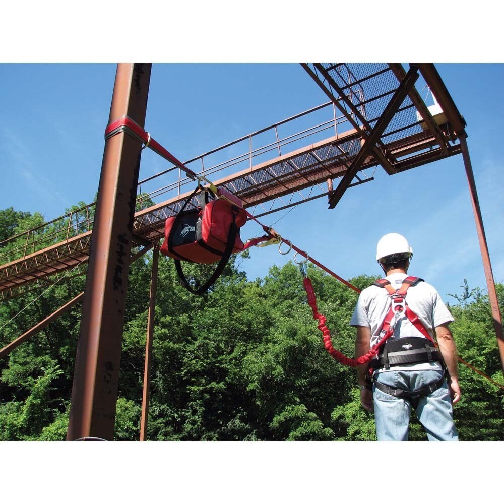 3M 7100243801 Protecta PRO-Line 1200105 Protecta 60' Horizontal Lifeline System with Carrying Bag, Red - 2