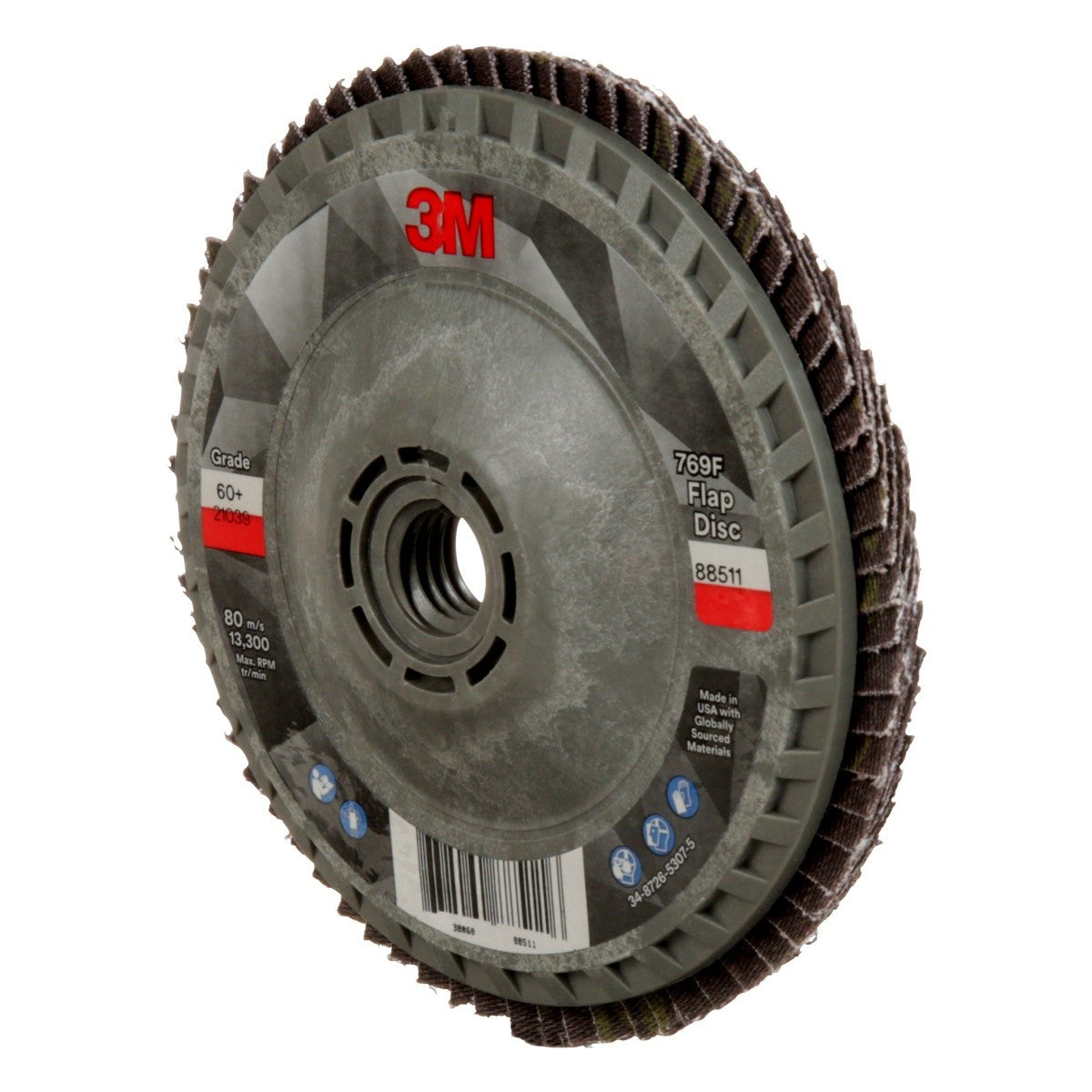 3M 769F Flap Disc T27 Quick Change 60 Plus Precision Shaped Ceramic Purple 4-1/2 in x 5/8 in-11 (7100243877) (10 Pack) - 5