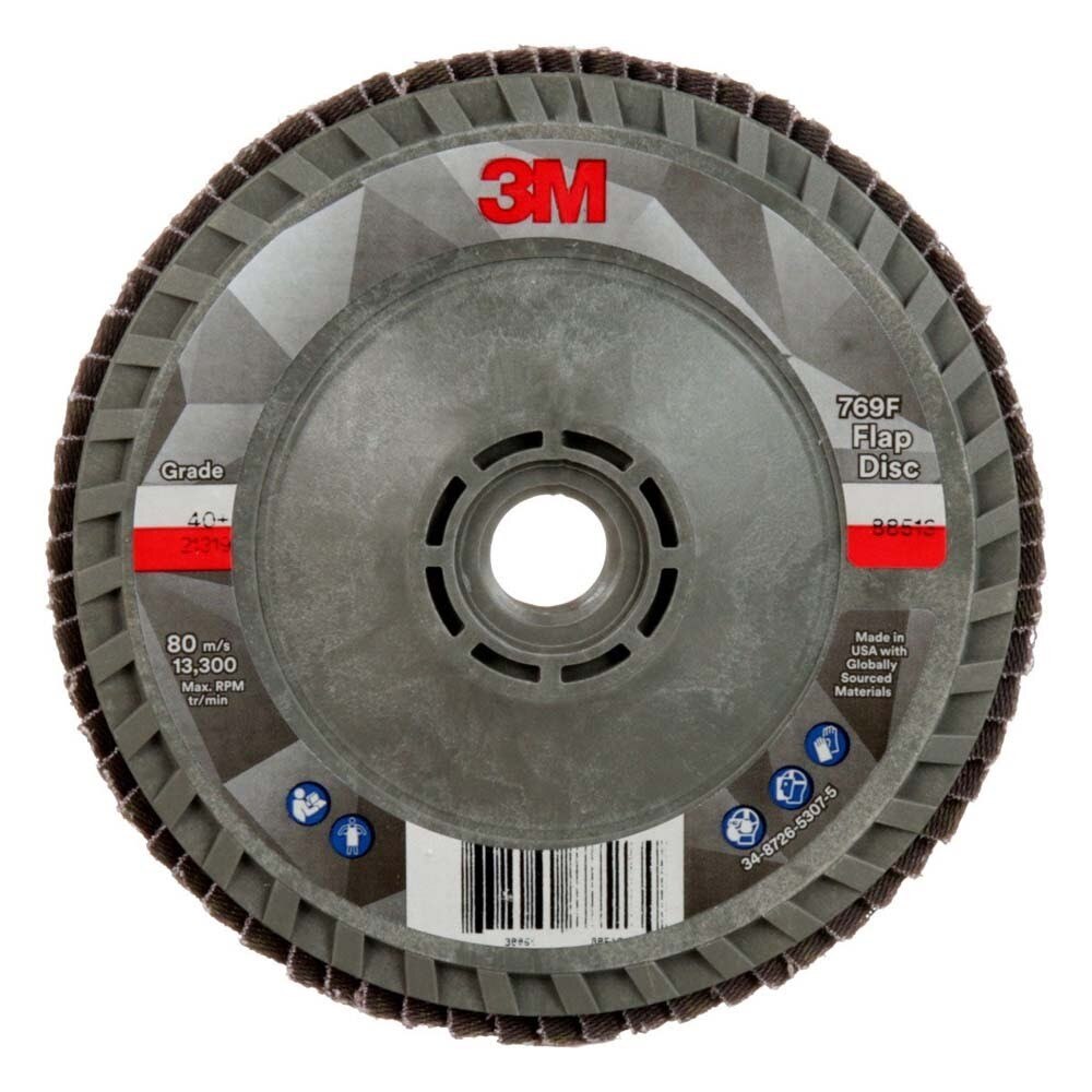 3M 7100244822 Flap Disc 769F, 40+, T29 Quick Change, 4-1/2 in x 5/8 in-11