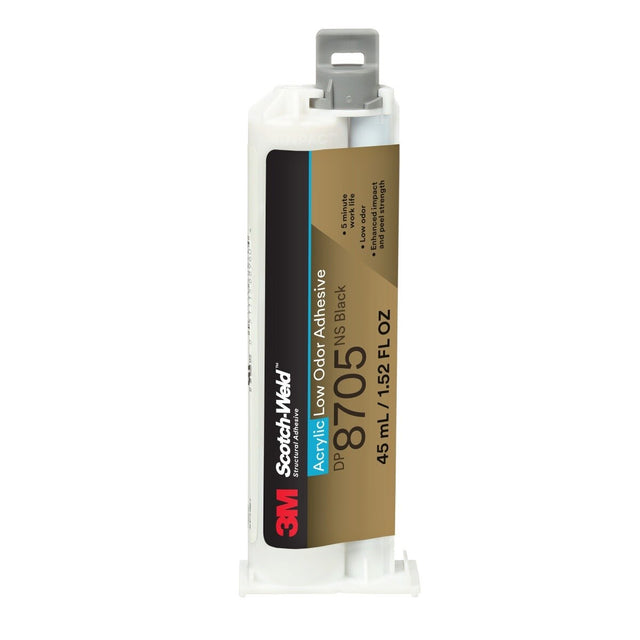 3M DP8705NS Scotch-Weld Low Odor Acrylic Adhesive, Black, 45 mL Duo-Pak (7100245036) (12 Pack)