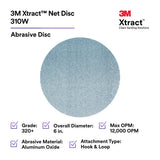 3M 310W Xtract Hookit Clean Sanding Net Disc, 320+, Blue, 6 in x NH, Die 600Z (7100247533) (500 Pack) - 2