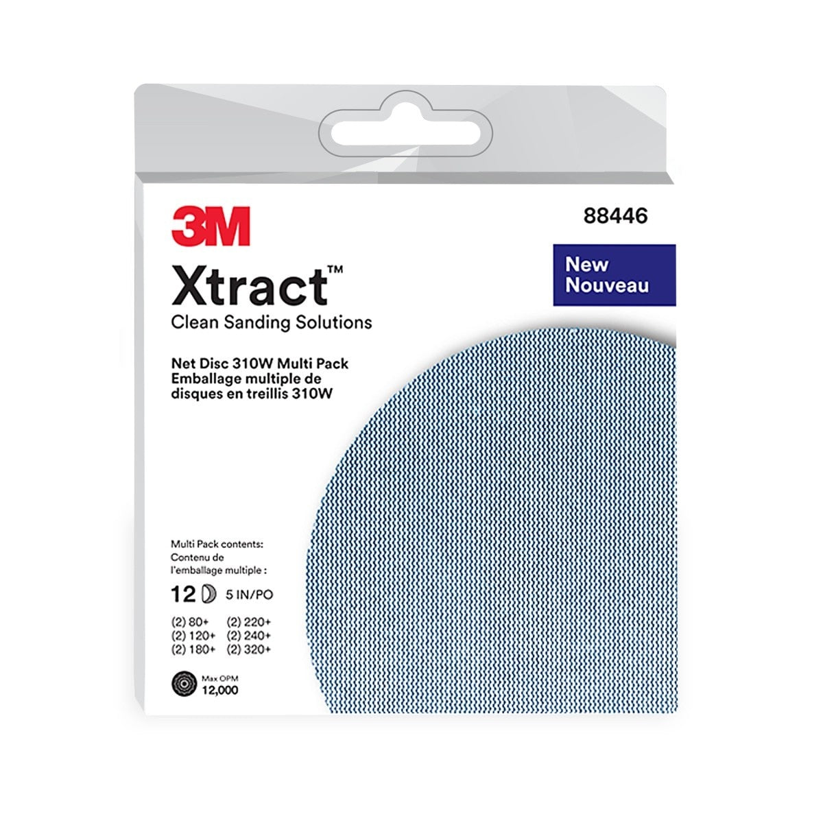 3M 310W Xtract Hookit Net Disc, 5 in, Assorted Grades 80+ 120+ 180+ 220+ 240+ 320+ (7100250825) (240 Pack)