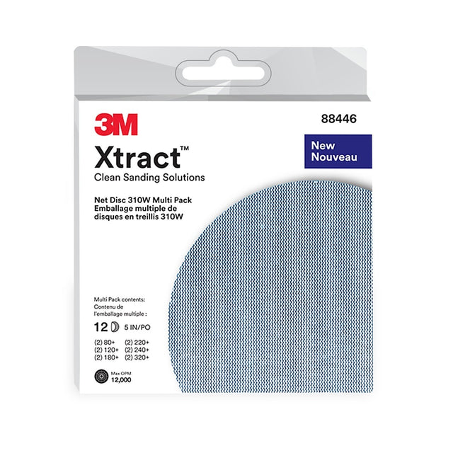 3M 310W Xtract Hookit Net Disc, 5 in, Assorted Grades 80+ 120+ 180+ 220+ 240+ 320+ (7100250825) (240 Pack)
