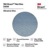 3M 7100252819 Xtract Net Disc 310W 120+ 8 in Die 800L Hook and Loop Sanding Discs Virtually Dust-Free for Metal, Wood, Composites, Stock Removal and Fine Finishing (50 Pack) - 3