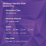3M 7100252819 Xtract Net Disc 310W 120+ 8 in Die 800L Hook and Loop Sanding Discs Virtually Dust-Free for Metal, Wood, Composites, Stock Removal and Fine Finishing (50 Pack) - 9