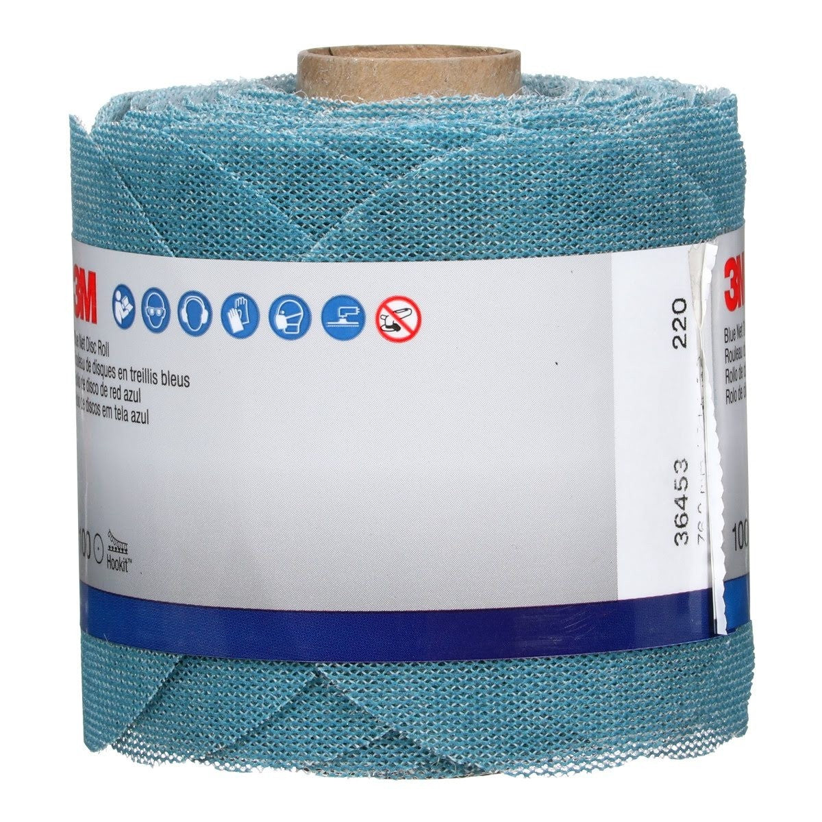 3M 310W Blue Net Disc Roll Hookit, 220 Grit, Blue, 3 in, 100 Discs per Roll (36453) (7100254368) (8 Pack) - 5