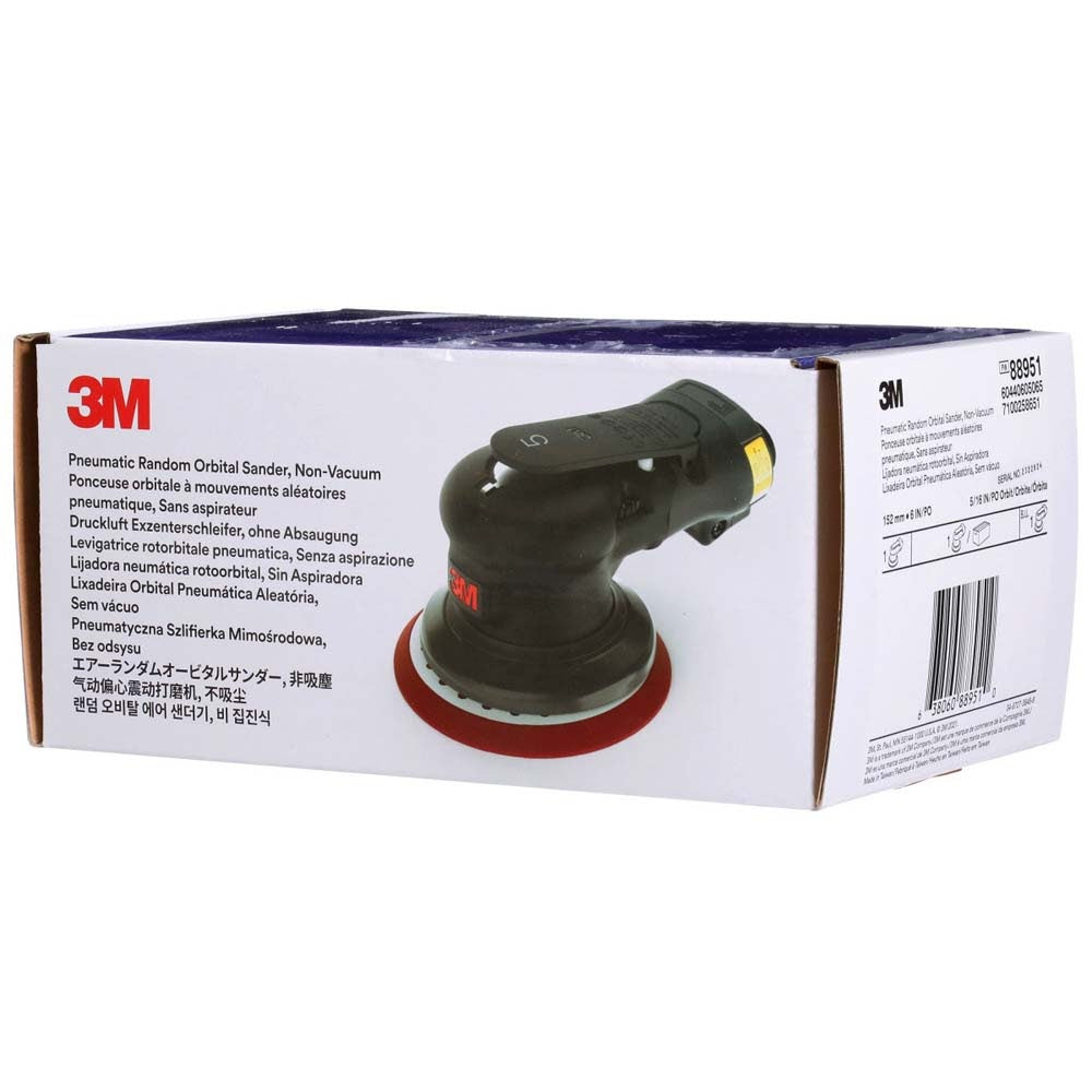 3M 88951 Pneumatic Random Orbital Sander, 6 in Non-Vacuum, 5/16 in Orbit, 12000 RPM, 0.28 HP Motor, Variable Speed (7100258651) - 9