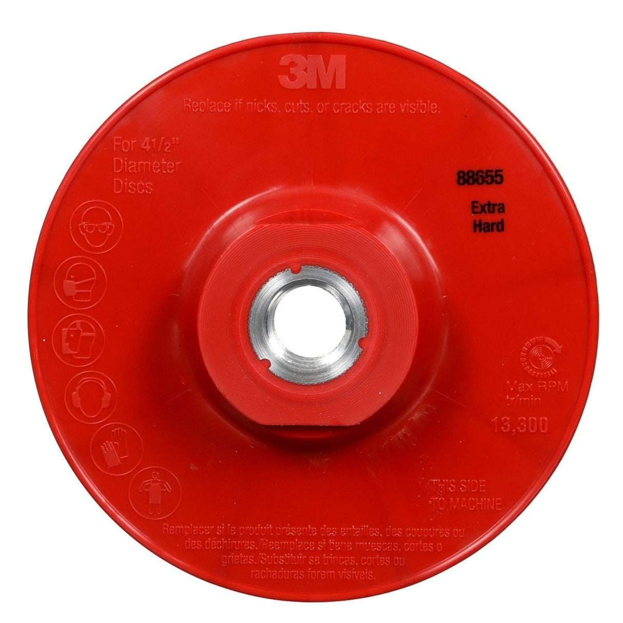 3M Disc Back-up Pad Ribbed, Extra Hard, Red, 4-1/2 in, One Piece (88655) (7100258731) (10 Pack) - 2