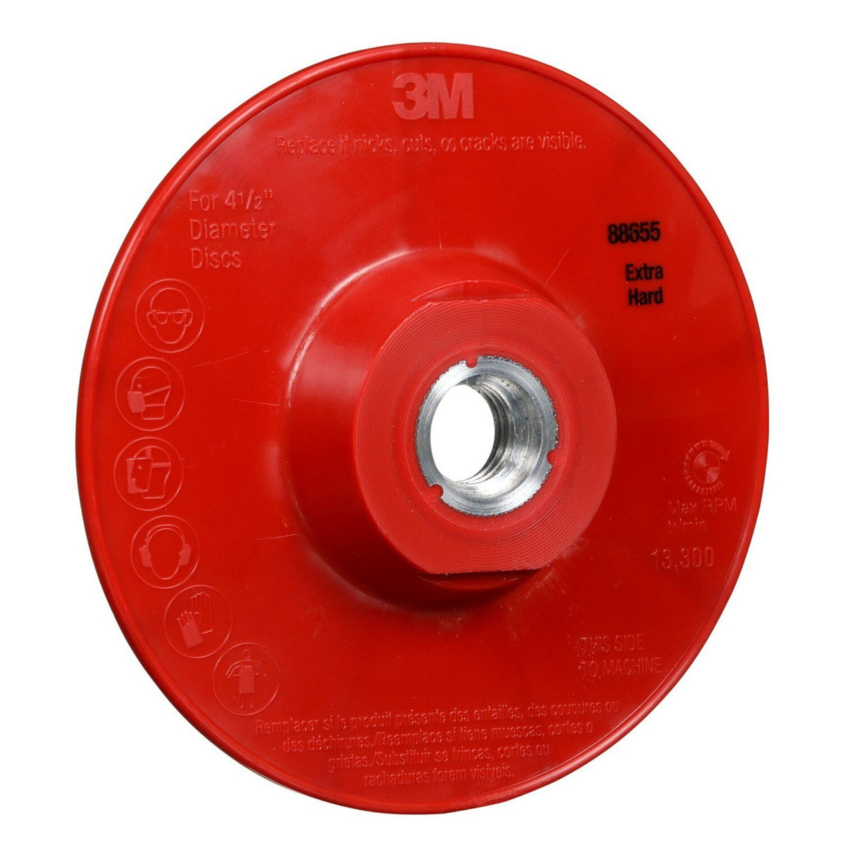 3M Disc Back-up Pad Ribbed, Extra Hard, Red, 4-1/2 in, One Piece (88655) (7100258731) (10 Pack) - 5