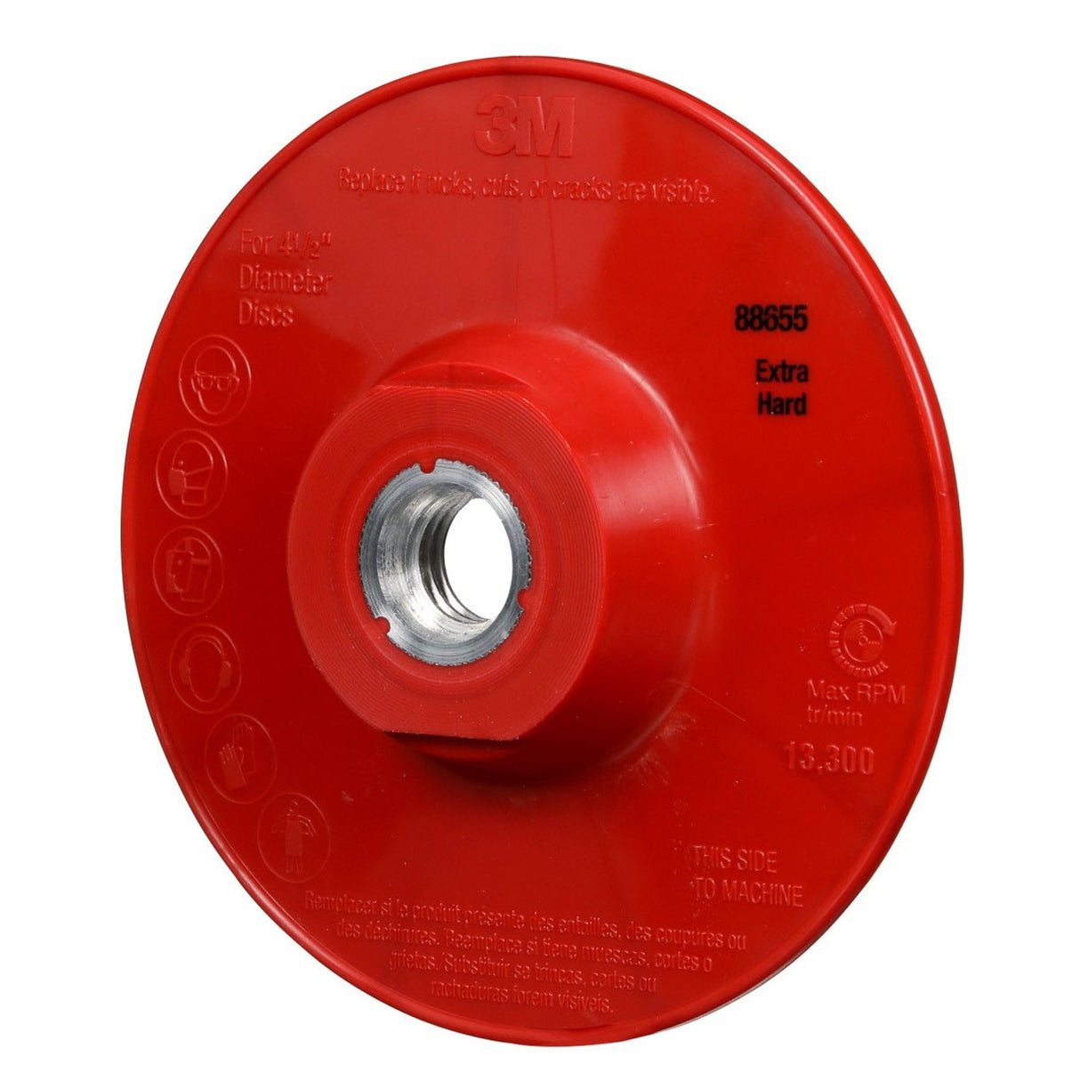 3M Disc Back-up Pad Ribbed, Extra Hard, Red, 4-1/2 in, One Piece (88655) (7100258731) (10 Pack) - 6