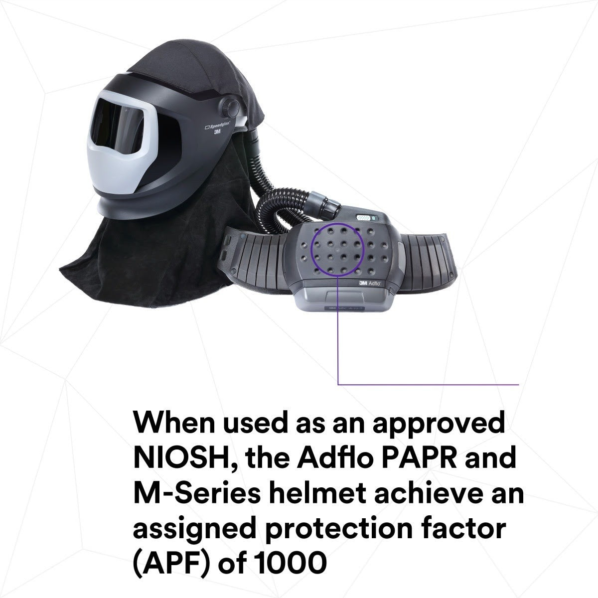 3M 38-1101-00SW Adflo PAPR and Versaflo M-Series Helmet Kit w Speedglas Welding Shield, LiIon Battery, No ADF (7100260617) - 8