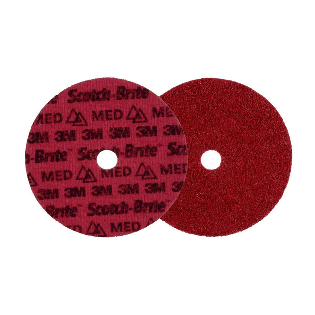 3M PN-DH Scotch-Brite Precision Surface Conditioning Disc, Medium, Red, 7 in x 7/8 in Center Hole, Hook and Loop Backing, Grinding Polishing Blending (7100263894) (25 Pack)