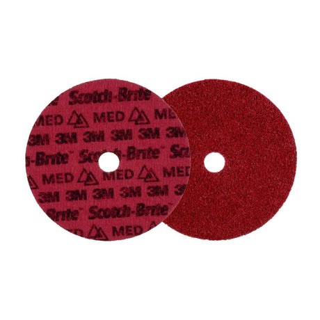 3M PN-DH Scotch-Brite Precision Surface Conditioning Disc, Medium, Red, 7 in x 7/8 in Center Hole, Hook and Loop Backing, Grinding Polishing Blending (7100263894) (25 Pack)