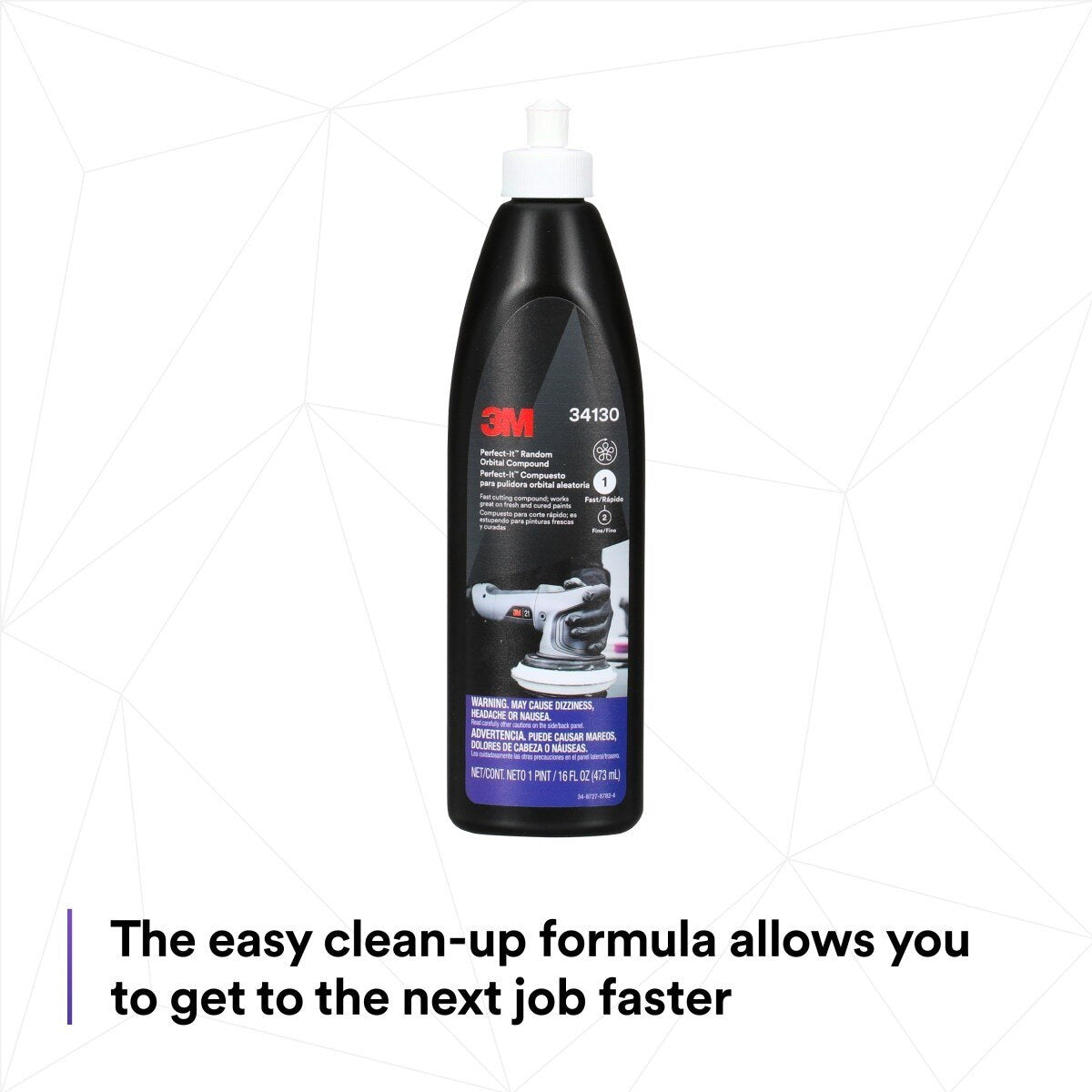 3M Perfect-It Random Orbital Compound, Fast Cutting Automotive Buffing and Polishing Compound, White, 1 Pint 16 fl oz (34130) (7100270076) (6 Pack) - 5
