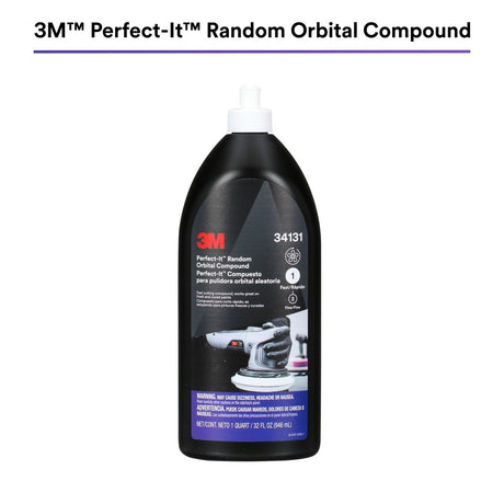 3M 34131 Random Orbital Compound, Fast Cutting Automotive Buffing and Polishing, 1 Quart (7100270078) (6 Pack)