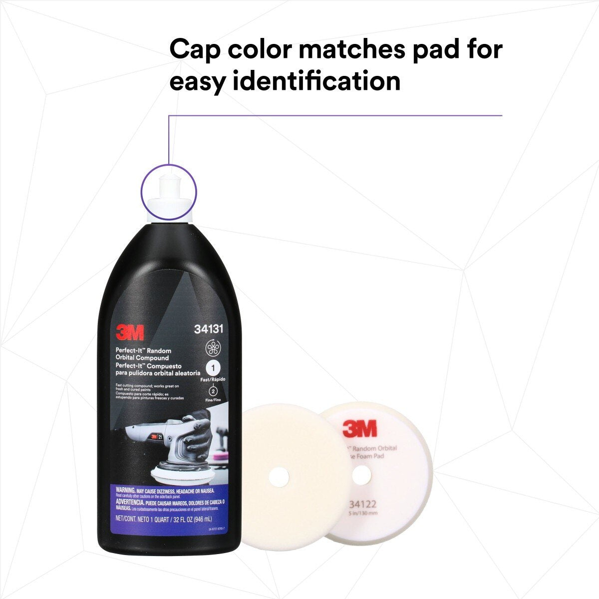 3M 34131 Random Orbital Compound, Fast Cutting Automotive Buffing and Polishing, 1 Quart (7100270078) (6 Pack) - 5