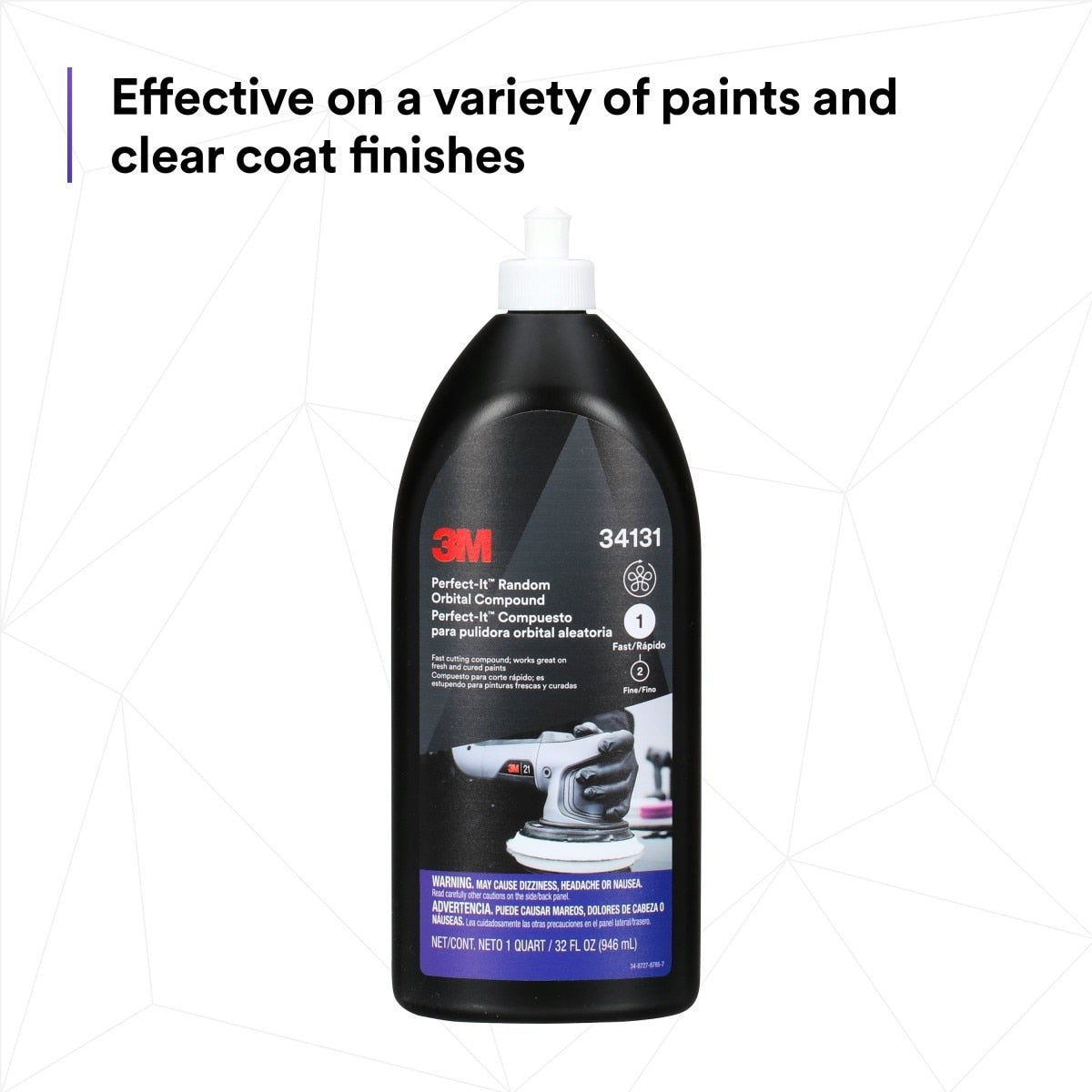 3M 34131 Random Orbital Compound, Fast Cutting Automotive Buffing and Polishing, 1 Quart (7100270078) (6 Pack) - 8