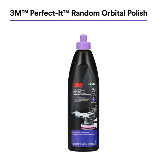 3M 34133 Random Orbital Polish, Purple, 1 Pint (16 fl oz/473 mL), Fast Cutting Polisher for Automotive Buffing and Polishing, High Gloss Finish (7100270085) (6 Pack)
