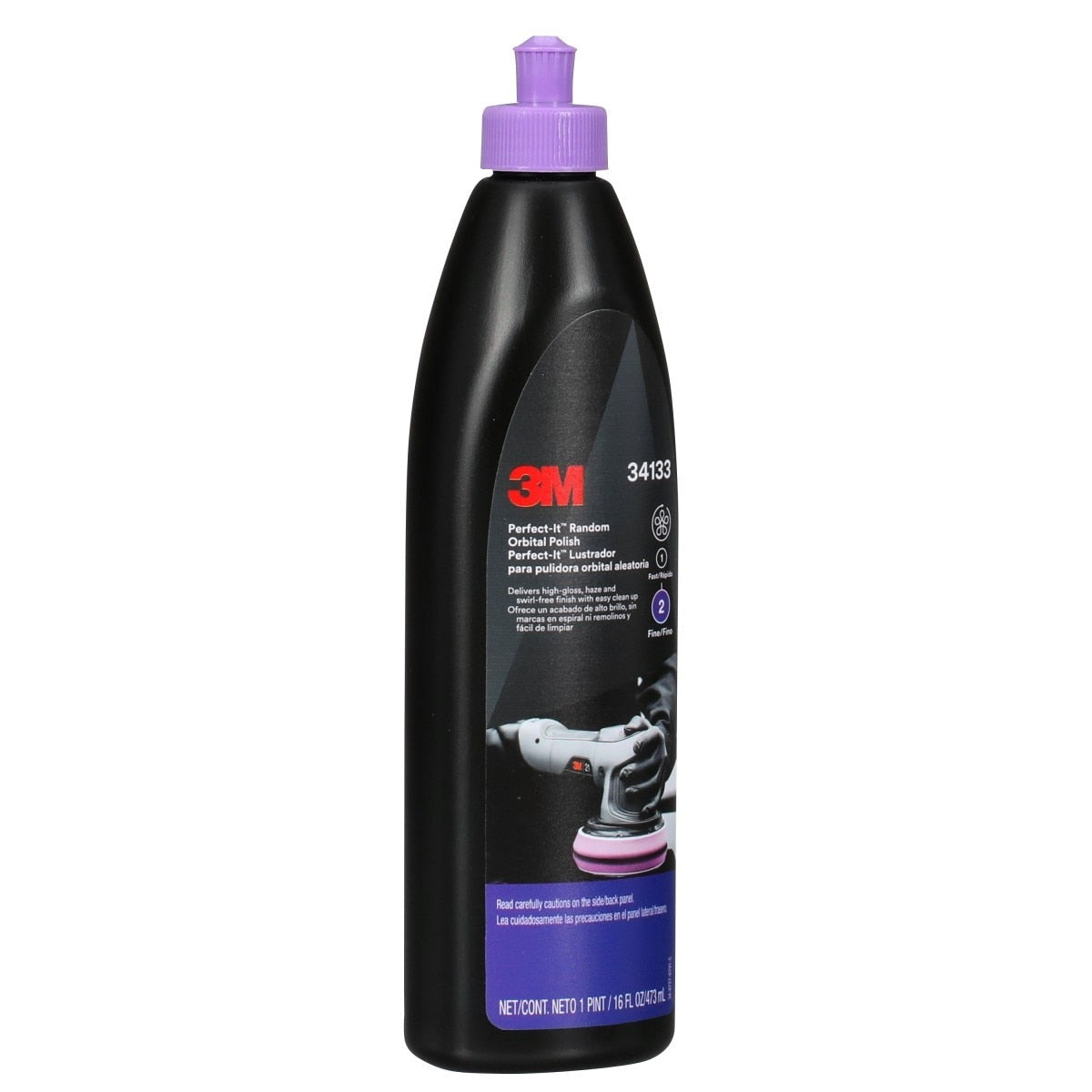 3M 34133 Random Orbital Polish, Purple, 1 Pint (16 fl oz/473 mL), Fast Cutting Polisher for Automotive Buffing and Polishing, High Gloss Finish (7100270085) (6 Pack) - 2