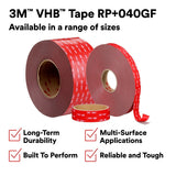 3M RP+040GF VHB Tape, Gray, 1 in x 36 yd, 16 mil, Film Liner (7100273152) (9 Pack) - 3