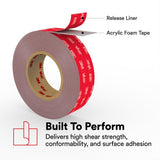 3M RP+160GF VHB Tape, Gray, 1 in x 36 yd, 62 mil, Film Liner (7100273259) (9 Pack) - 7