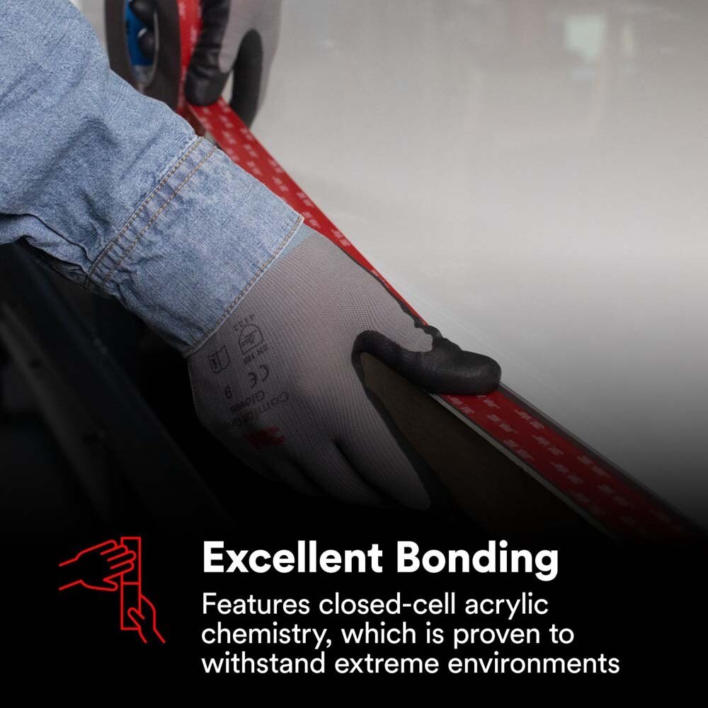 3M 7100273260 VHB Tape RP+060GF, Gray, 1 in x 36 yd, 25 mil, Film Liner (9 Pack) - 9