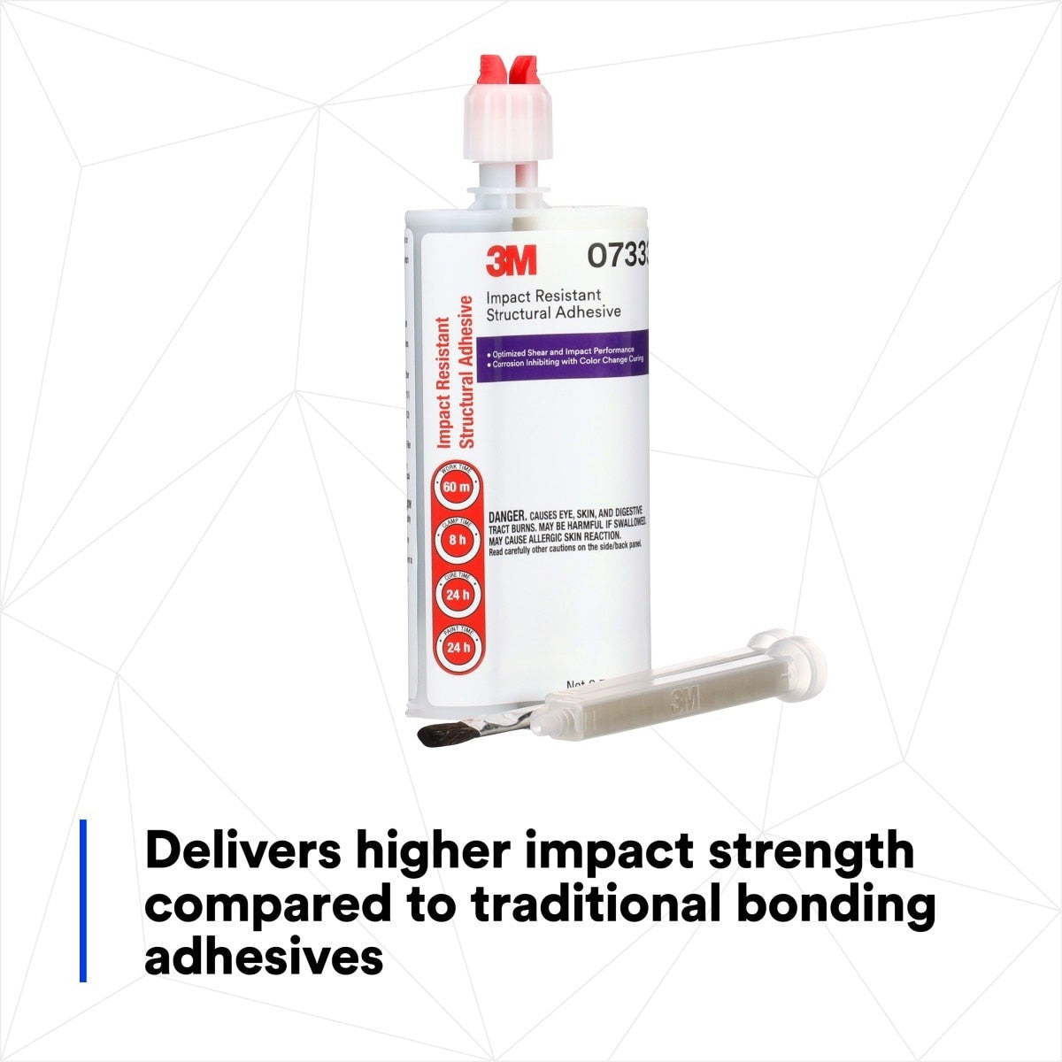 3M Impact Resistant Structural Adhesive, Two-Part Epoxy, Purple, 200 mL 6.75 fl oz Cartridge (07333) (7100273723) (6 Pack) - 6