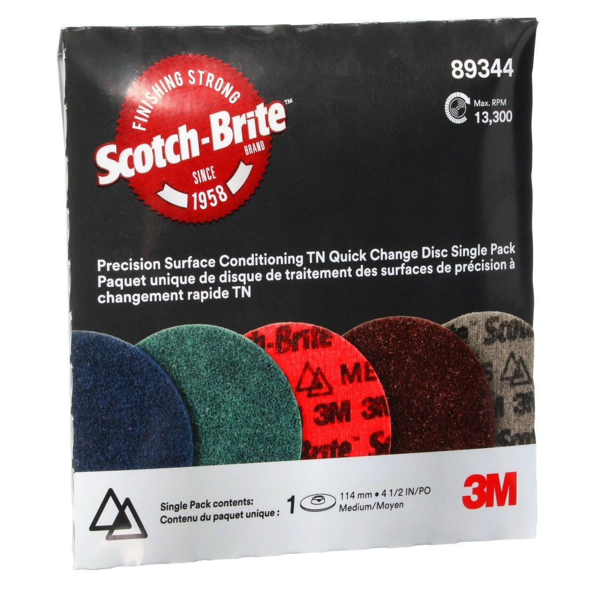 3M PN-DN Scotch-Brite Precision Surface Conditioning TN Quick Change Disc, Medium, 4-1/2 in (7100274538) (10 Pack) - 4