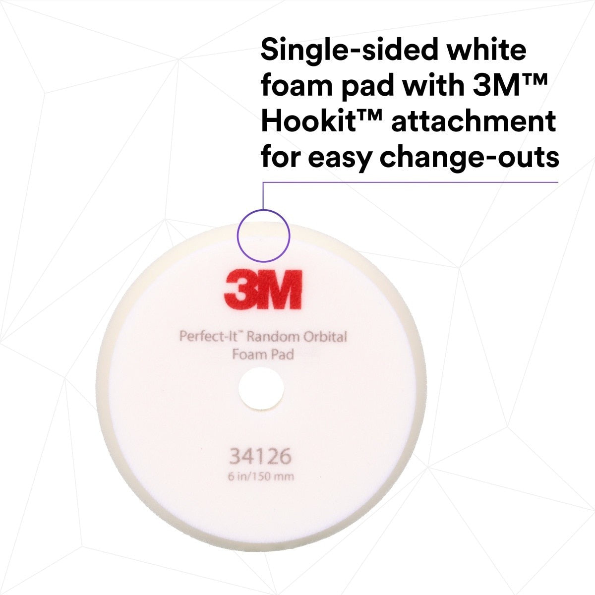3M 34126 Hookit Random Orbital Foam Compounding Pad, Coarse, White, 6 in 150 mm (7100276845) (12 Pack) - 2