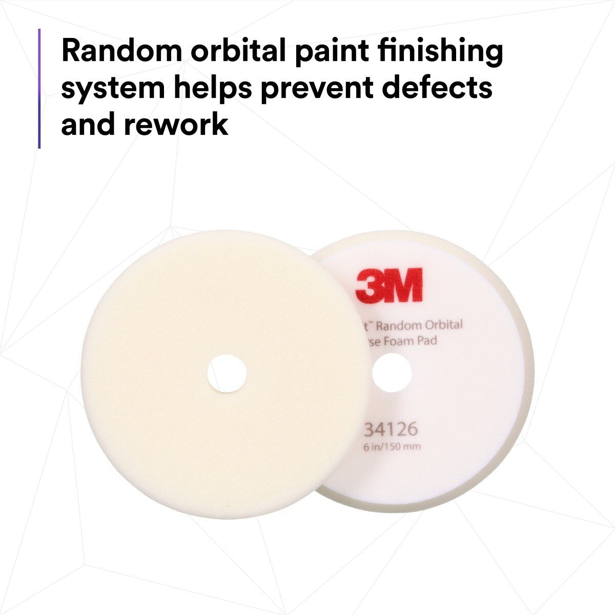 3M 34126 Hookit Random Orbital Foam Compounding Pad, Coarse, White, 6 in 150 mm (7100276845) (12 Pack) - 3