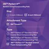 3M 34126 Hookit Random Orbital Foam Compounding Pad, Coarse, White, 6 in 150 mm (7100276845) (12 Pack) - 8
