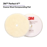 3M 34124 Hookit Random Orbital Coarse Wool Compounding Pad, White, 6 in x 150 mm (7100276846) (12 Pack) - 6