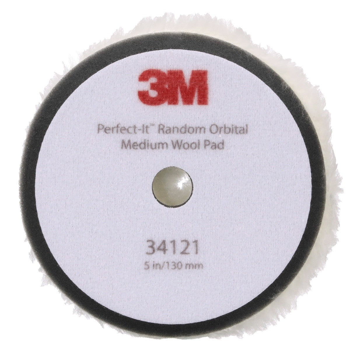 3M 34121 Hookit Random Orbital Medium Wool Compounding Pad, White, 5 in x 130 mm (7100276848) (12 Pack) - 2