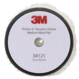 3M 34121 Hookit Random Orbital Medium Wool Compounding Pad, White, 5 in x 130 mm (7100276848) (12 Pack) - 2