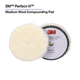 3M 34121 Hookit Random Orbital Medium Wool Compounding Pad, White, 5 in x 130 mm (7100276848) (12 Pack) - 5