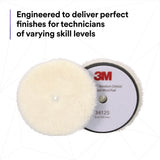 3M 34125 Hookit Random Orbital Medium Wool Compounding Pad, White, 6 in (150 mm) (7100276850) (12 Pack) - 7