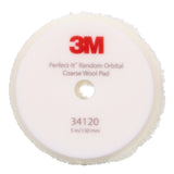 3M 34120 Hookit Random Orbital Coarse Wool Compounding Pads, White, 5 in x 130 mm (7100276851) (12 Pack) - 2