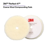 3M 34120 Hookit Random Orbital Coarse Wool Compounding Pads, White, 5 in x 130 mm (7100276851) (12 Pack) - 5