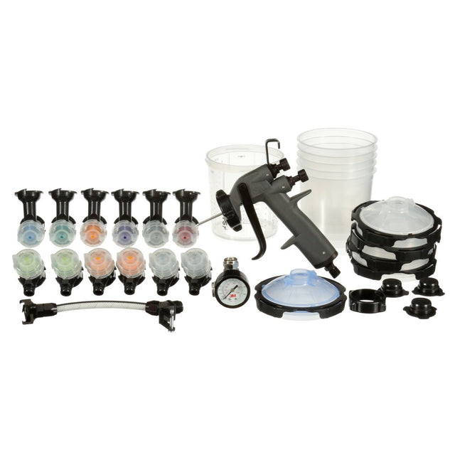 3M PPS Performance Industrial Spray Gun Starter Kit with PPS Series 2.0 22 oz Cup System, 12 Replaceable Nozzles, Whip Hose, Air Control Valve (26878) (7100283739) (2 Pack)