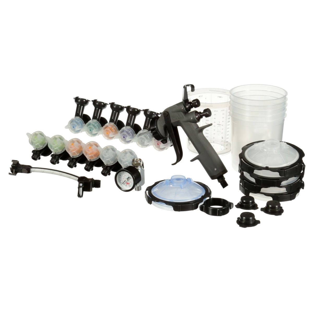 3M PPS Performance Industrial Spray Gun Starter Kit with PPS Series 2.0 22 oz Cup System, 12 Replaceable Nozzles, Whip Hose, Air Control Valve (26878) (7100283739) (2 Pack) - 2