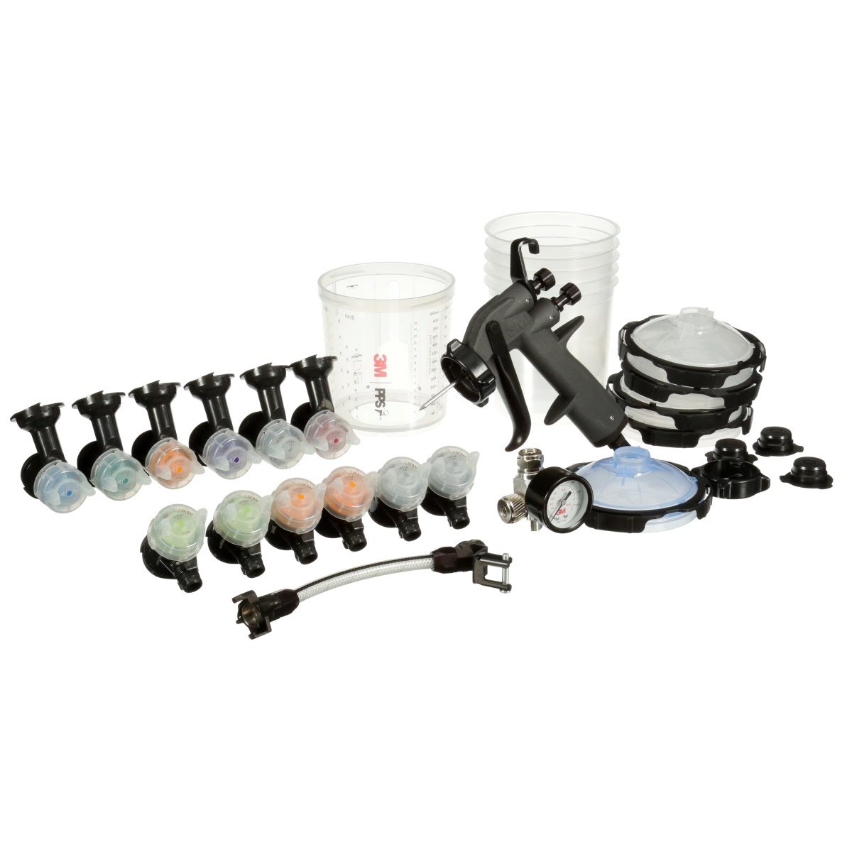 3M PPS Performance Industrial Spray Gun Starter Kit with PPS Series 2.0 22 oz Cup System, 12 Replaceable Nozzles, Whip Hose, Air Control Valve (26878) (7100283739) (2 Pack) - 3