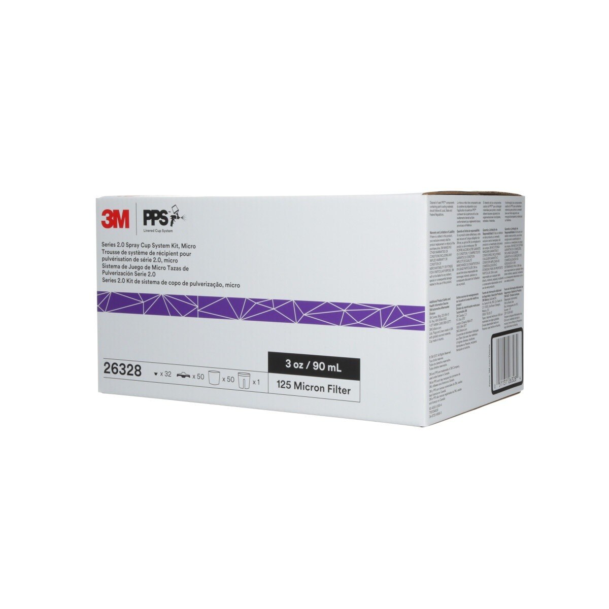 3M 26328 PPS Spray Cup System Kit, Micro, 3 fl oz 90 mL, 125 Micron Filter (7100284555) - 7