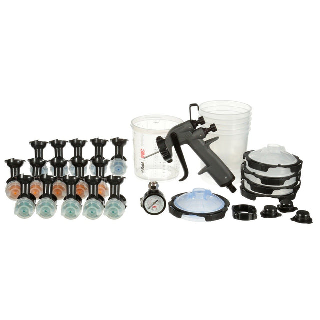 3M PPS Performance Spray Gun Starter Kit with PPS 2.0 Spray Cup System, 15 Replaceable Gravity HVLP Atomizing Heads, Air Control Valve (26778) (7100285101) (2 Pack)