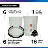 3M PPS Series 2.0 Starter Kit with Cup, Lids and Liners, 22 fl oz (650 mL), 200 Micron Filter, Gray (26172) (7100287073) (2 Pack) - 2