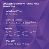 3M 710W Cubitron II Net Disc, 240+, 5 in x NH, Die 500X, Purple, Hook and Loop, Virtually Dust-Free (7100288133) (300 Pack) - 2