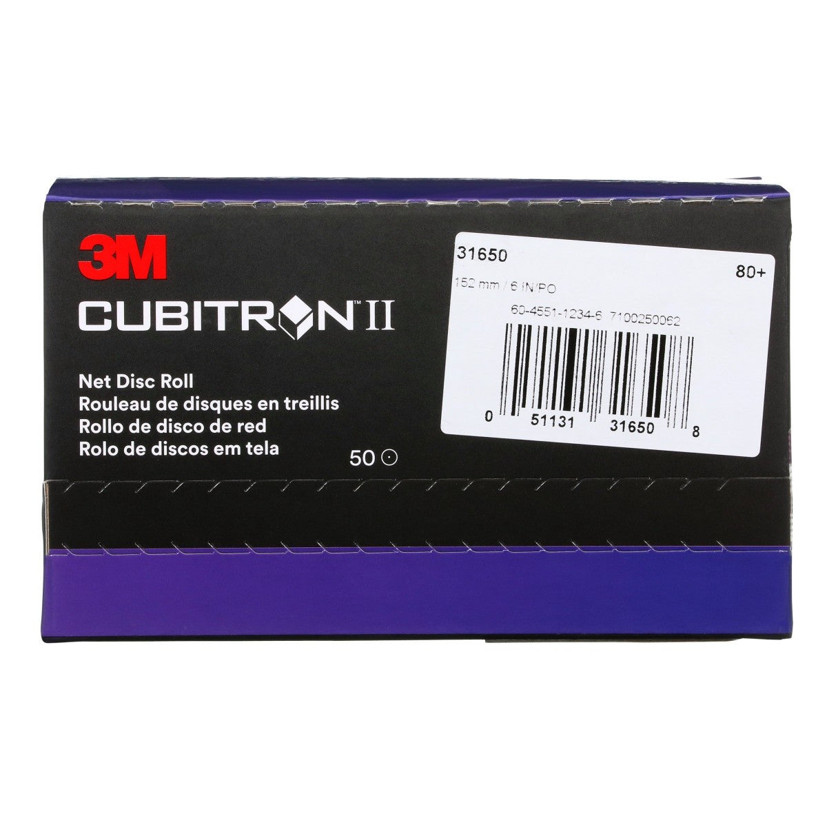 3M 710W Cubitron II Hookit Net Disc Roll, Precision Shaped Ceramic, 80 Plus Grit, Purple, 6 in, 50 Discs per Roll (31650) (7100291684) (6 Pack) - 5