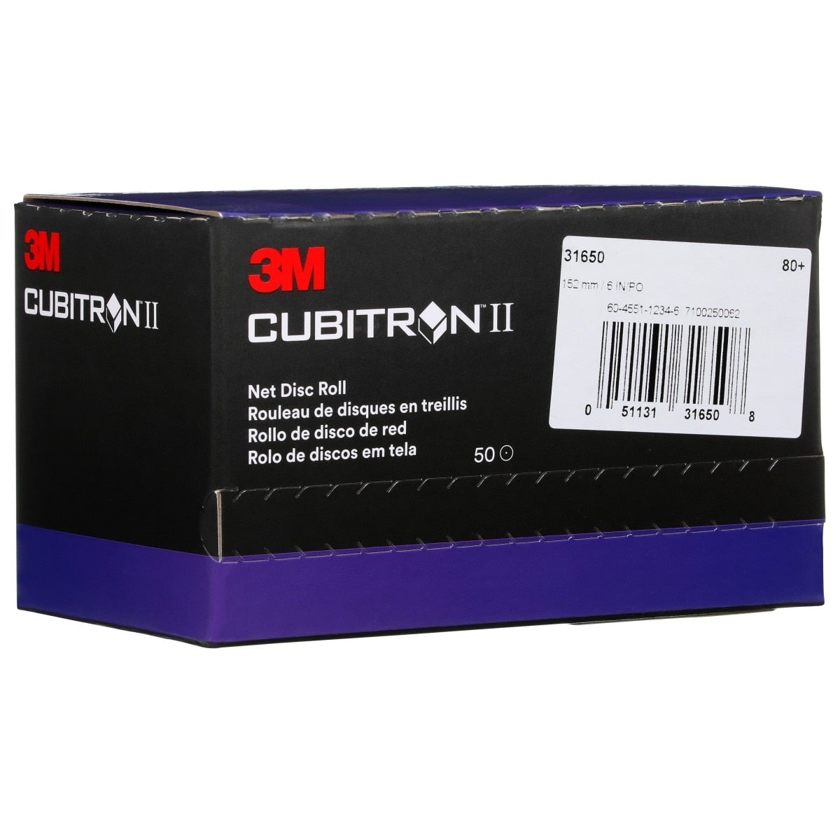 3M 710W Cubitron II Hookit Net Disc Roll, Precision Shaped Ceramic, 80 Plus Grit, Purple, 6 in, 50 Discs per Roll (31650) (7100291684) (6 Pack) - 7